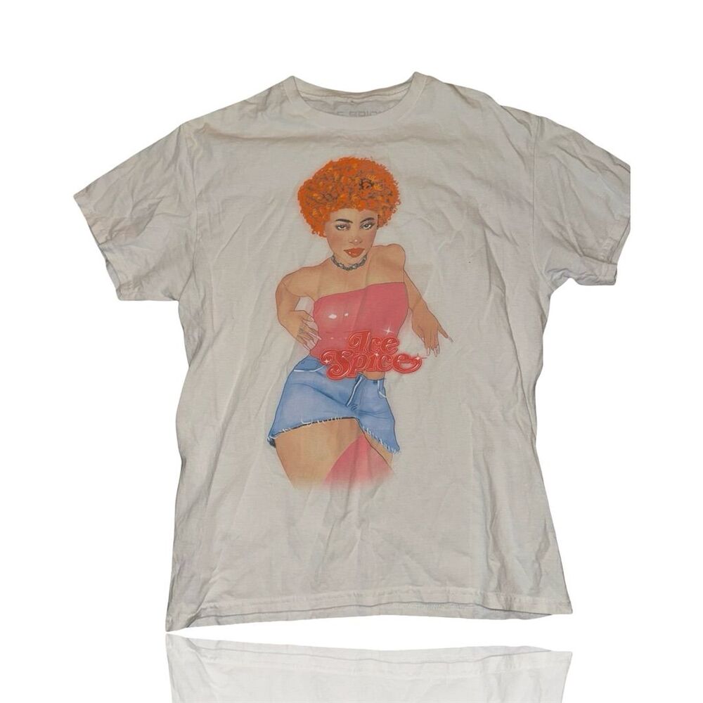 Ice Spice Tour Concert T-Shirt Unisex Large White Graphic Print Crew Neck